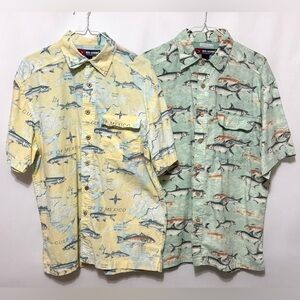 Reel Legends Performance Fishing Shirt Bundle (2) Short Sleeve Button Up Medium
